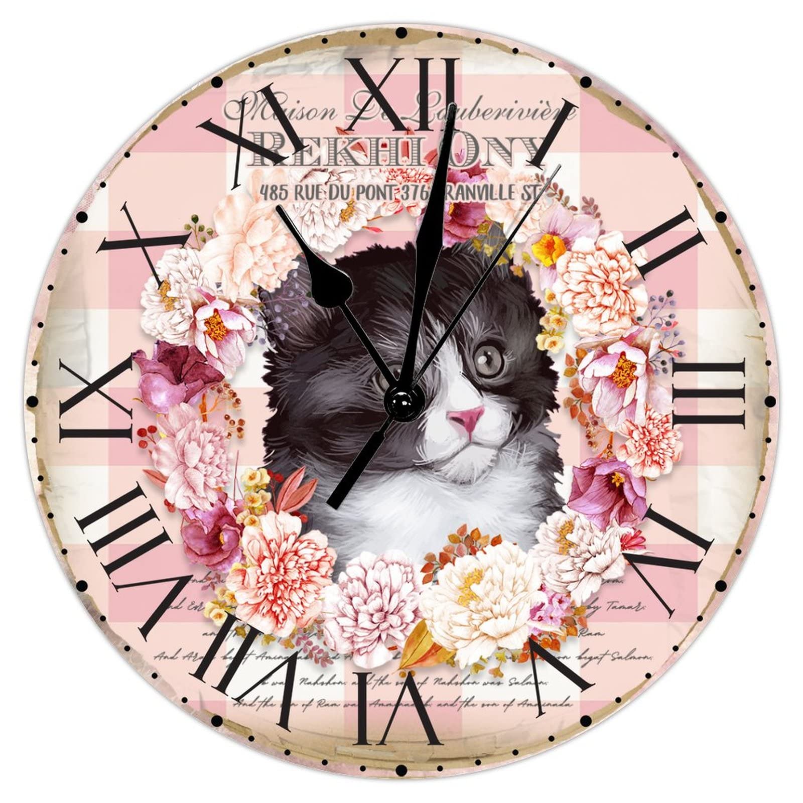 Horloge murale rustique en PVC de 30,5 cm avec de grands chiffres romains