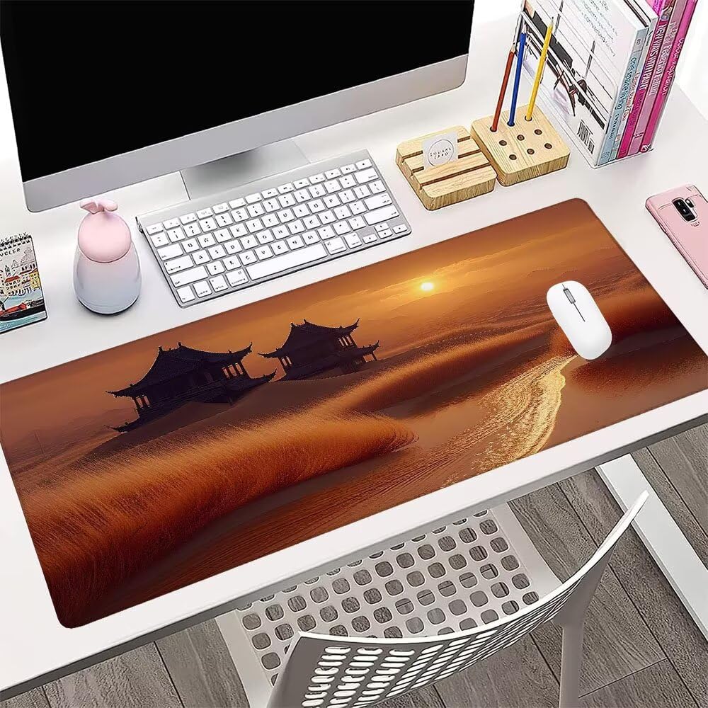 Alfombrilla de Mouse para Juegos, Giallo, XXL, Antideslizante, Impermeable, Diseño de Tramonto, Extendido, Grande, 1200x600x3mm, para PC, Laptop, Ufficio, Famiglia d-590