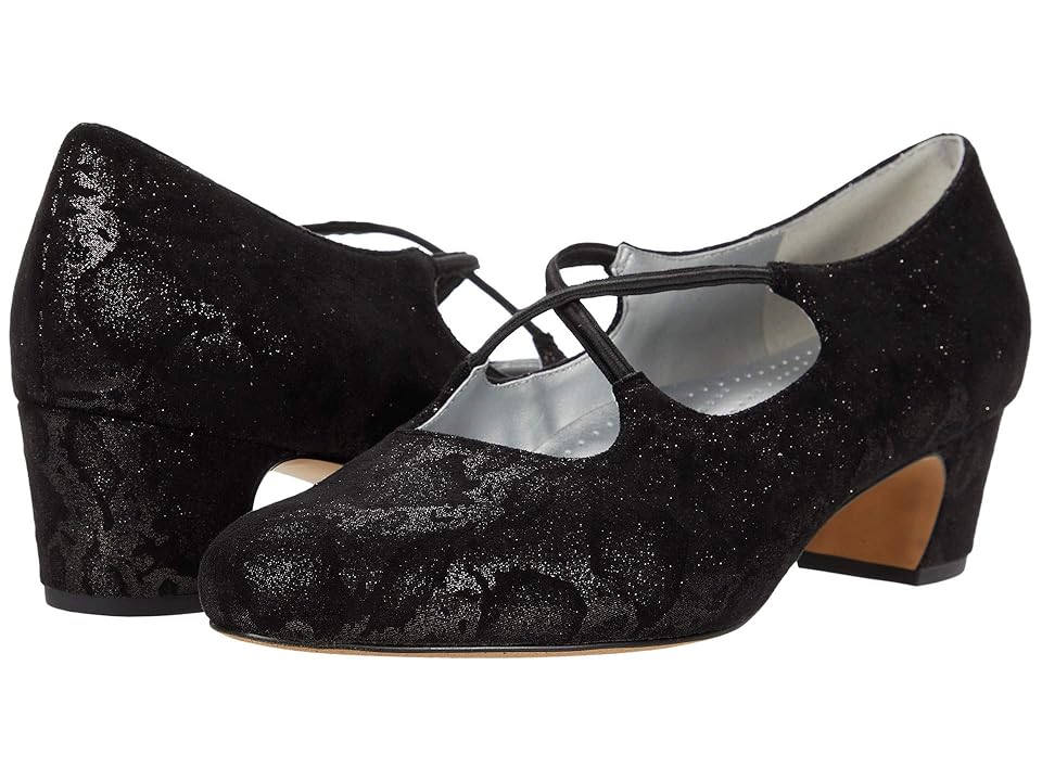 Trotters Jamie (Black Metallic Veg Calf Leather) Women's 1-2 inch heel Shoes INTERNATIONAL SHIPPING