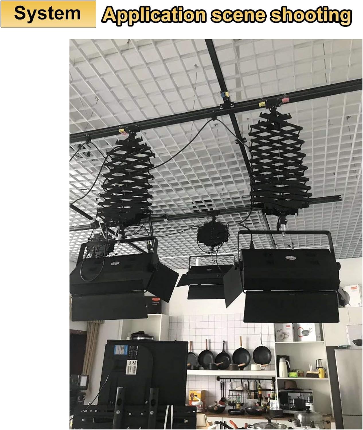 DATOUBOSS 5m x 5m Pantograph Deckenschienensystem für Fotografie, 5,0 m Schienenbeleuchtung mit Decken-Schienen, Pantograph Arm 43–200 cm, Deckenschiene für Foto & Video
