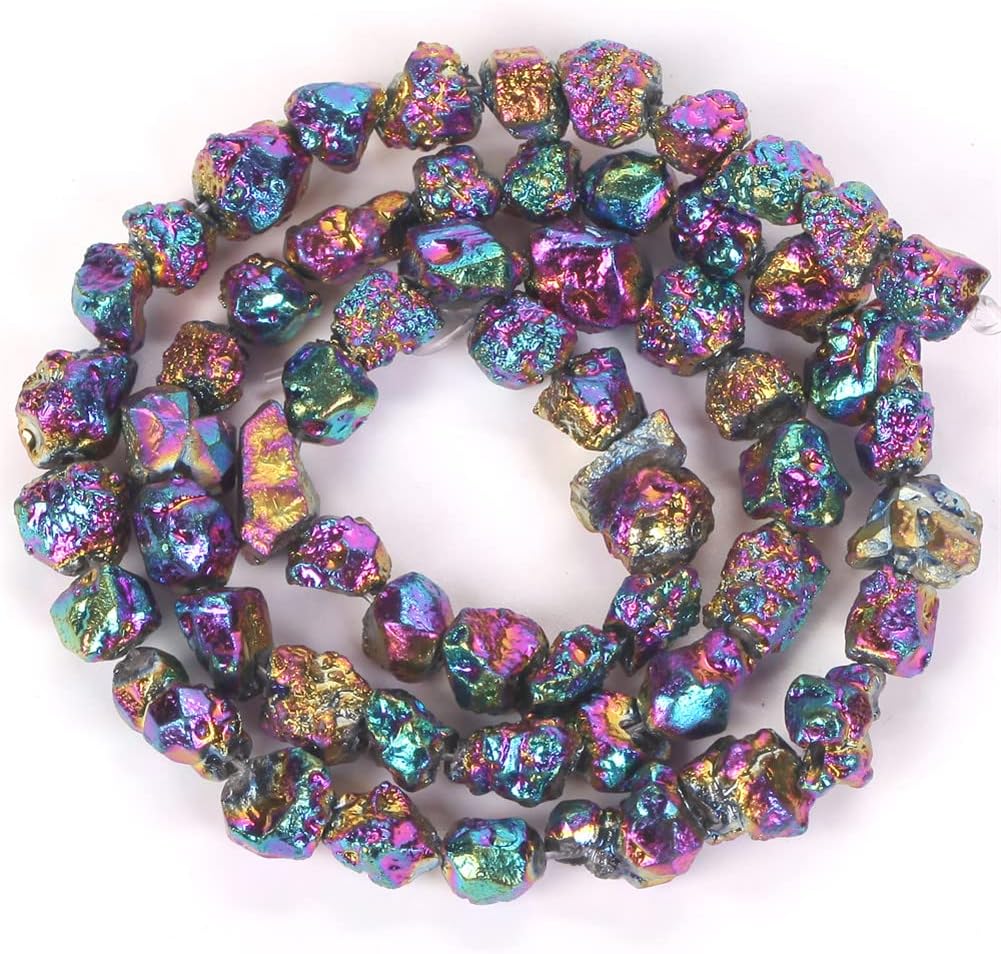 4/6/8/10Mm Natural Stone Beads Electroplating Colorful Citrines Irregular Beads for Jewelry Making Bracelet DIY Accessories