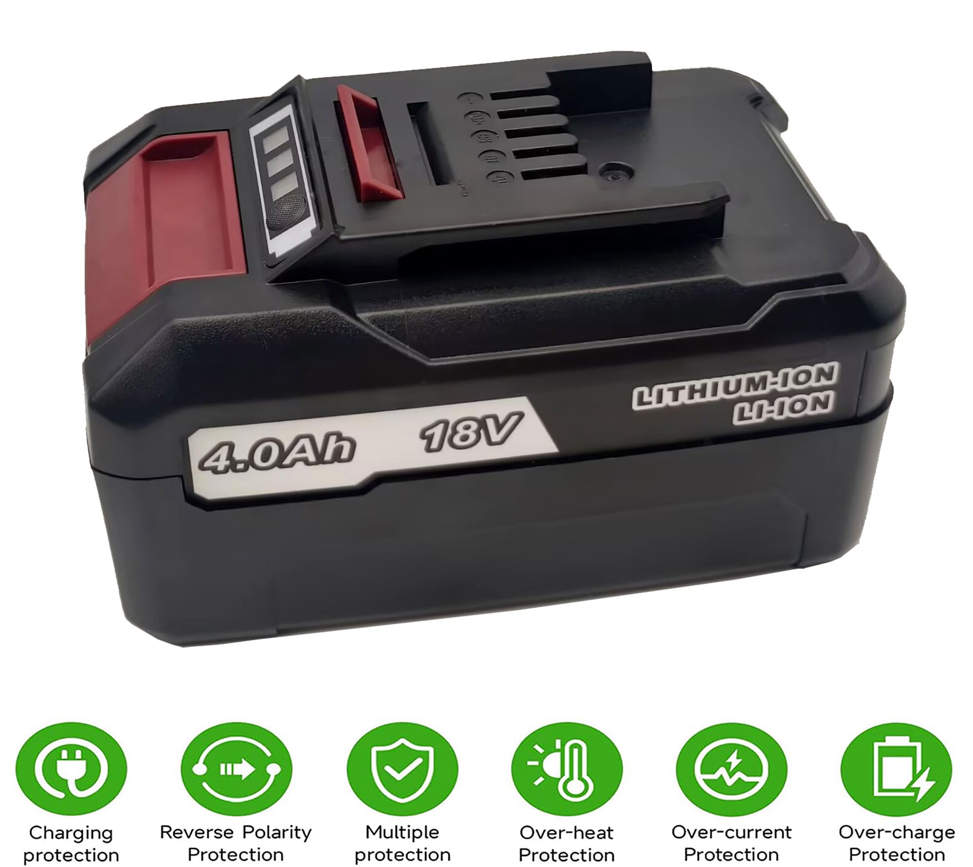 2 baterías de repuesto de ion de litio de 4,0 Ah compatibles con Einhell 18 V Power X-Change Serie con indicador LED, sustituye a Einhell 4512061 4512062, apto para todos los dispositivos PXC de 18 V