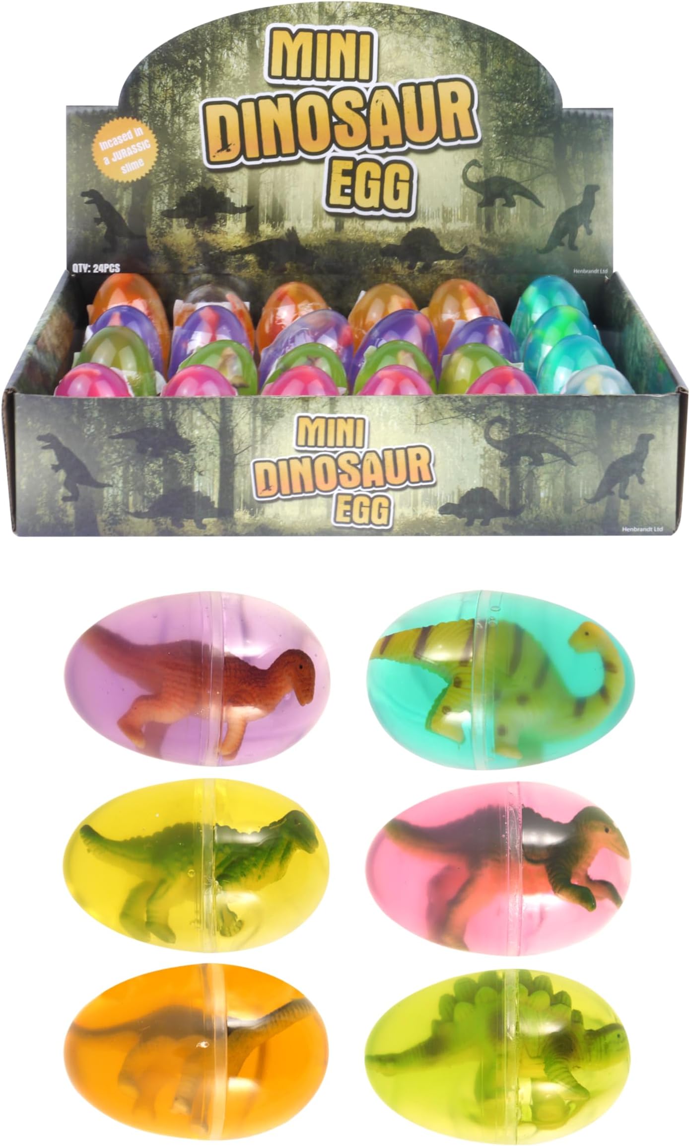 Henbrandt 3 x Mini Dinosaur Egg with Putty Kids Small Dino Party Favour Loot Bag Fillers Pocket Money Toy for Boys and Girls