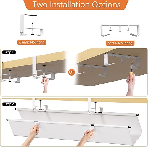 Miniatura 7 de Bandeja de organización de cables para debajo del escritorio, organizador de cables de 36 pulgadas para escritorio sin taladros, organizador de