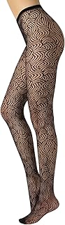 CALZITALY Collant Rete Fantasia Ventaglio Elegante | Nero | S/M, L/XL | Made in Italy