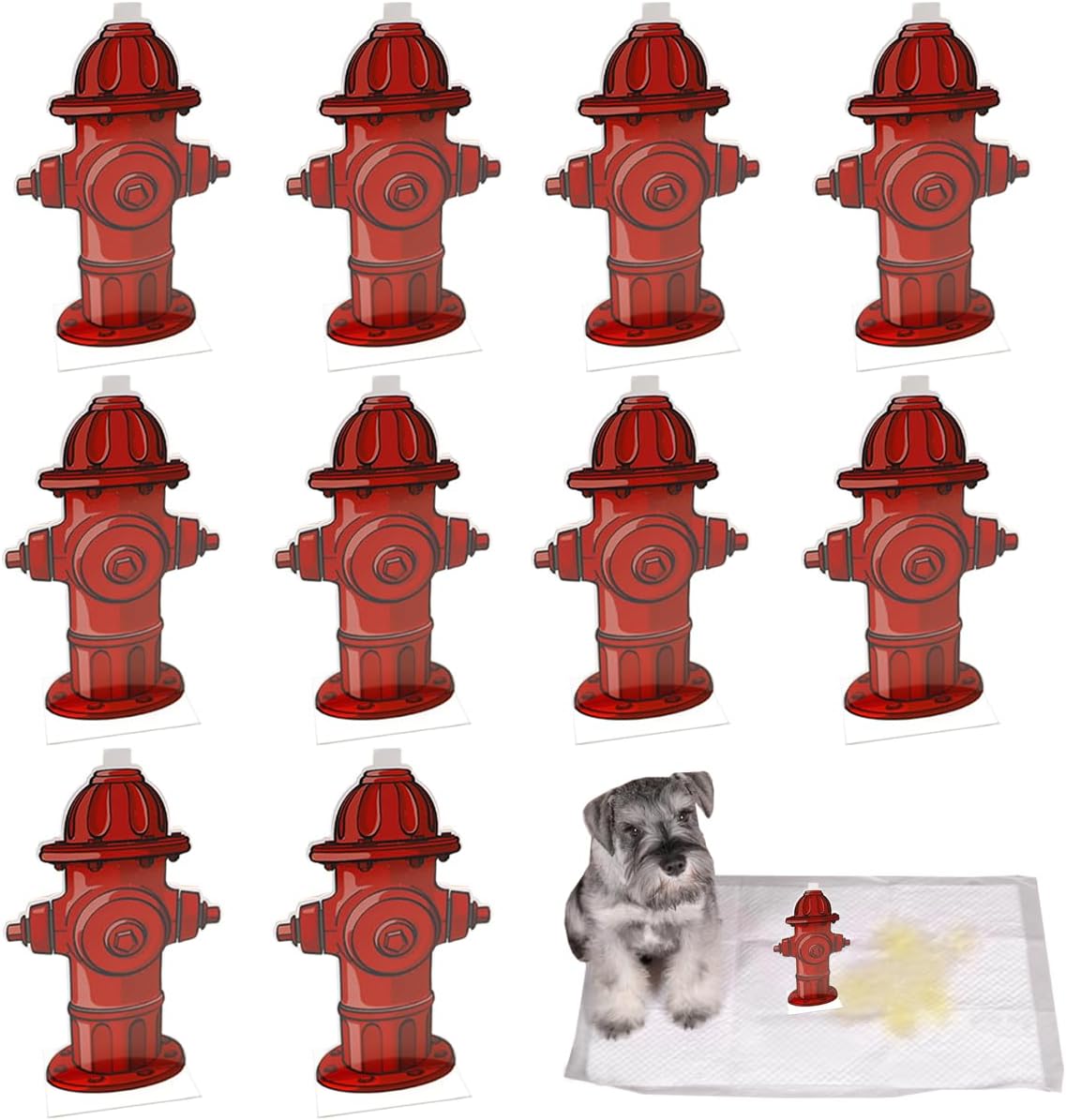 DOEROD 10Pcs Dog Pee Pad Trainer, Fire Hydrant Shaped Pet Diaper Pad for Dog Puppy Training Supplies, 7.4 x 3.9in
