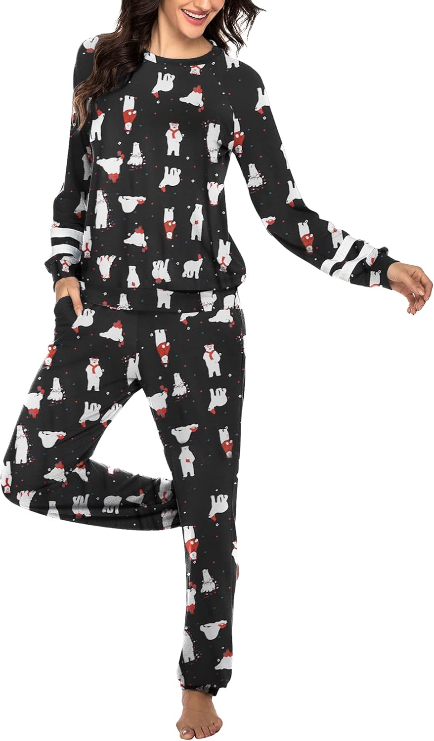 Ekouaer Sweatsuits Womens Loungewear Set Tracksuit Long Sleeve Pajamas Set with Pockets 2 Piece Outfits Lounge Sets - Image 3