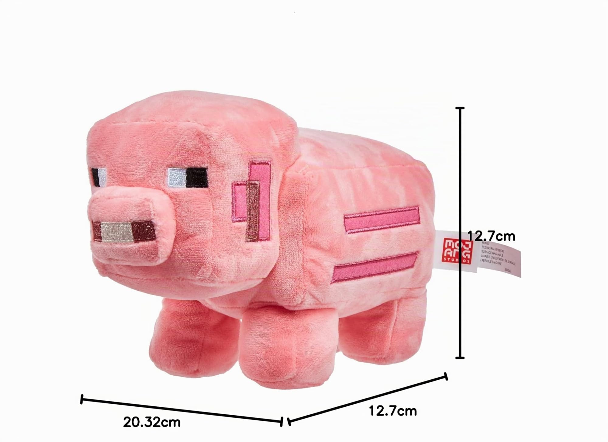 Mattel Minecraft - Maiale Peluche, personaggio ispirato al videogioco in un morbido tessuto e dall'iconico design pixelato, collezionali tutti, giocattolo per bambini, 3+ anni, HBN42