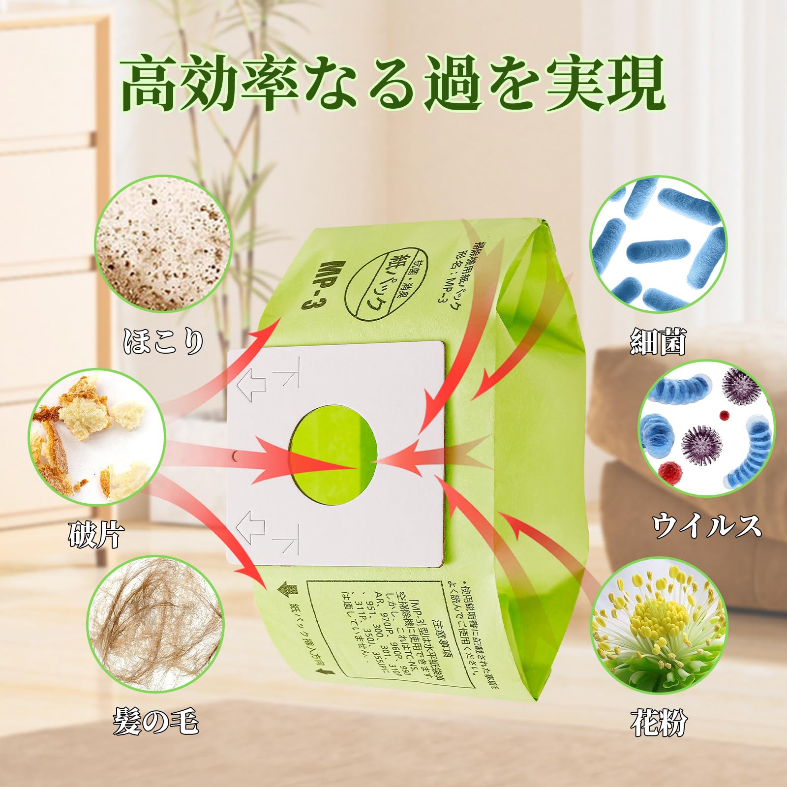 Amazon.co.jp: 三菱 掃除機 紙パック MP-3 互換品 12枚入 抗菌・消臭