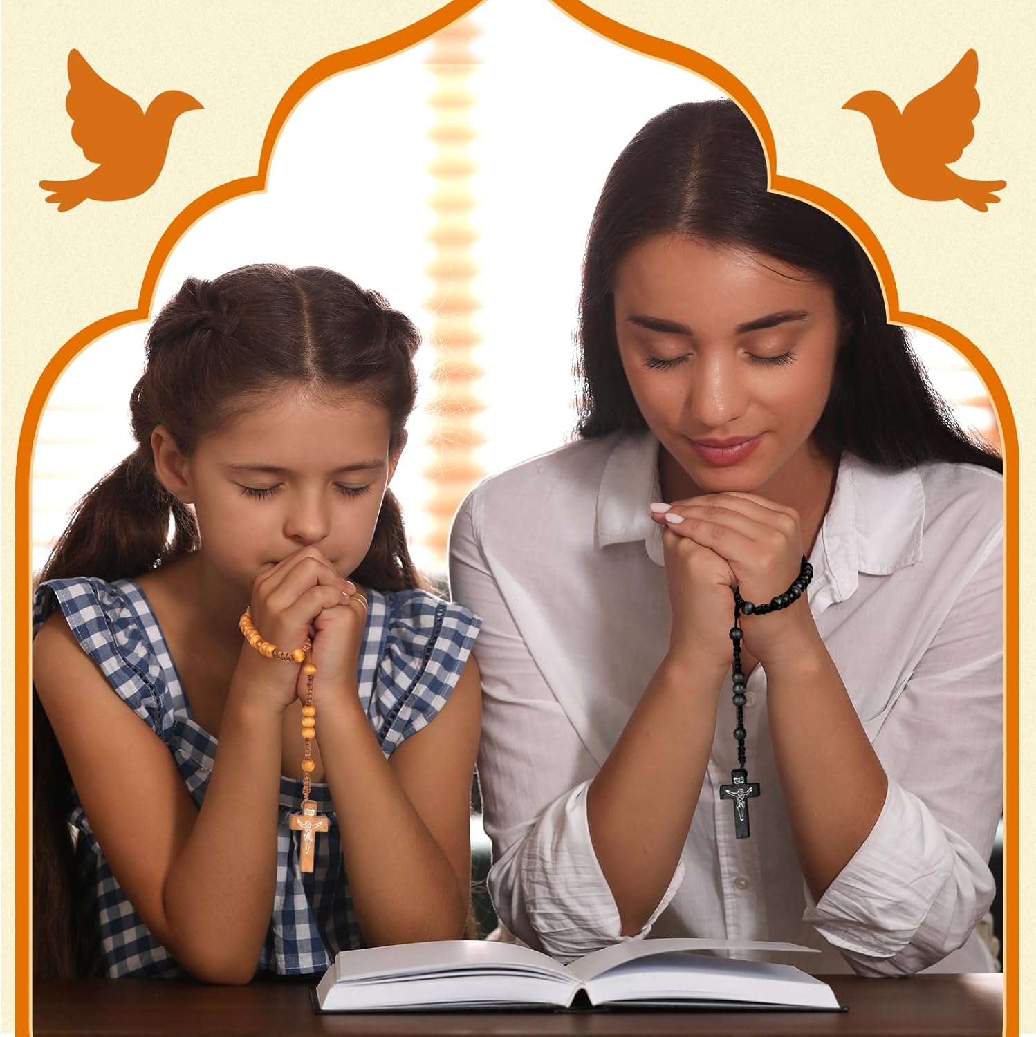 24 Pcs Wooden Bead Rosary Necklace, Catholic Wood Carved Beads with Jesus Cross for First Communion, Baptism Favors - Catholic Gift for Men Women (Multicolor-24pcs) - Image 6