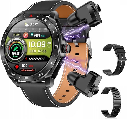 iPhanmis T95 Smartwatch with Earbuds, 1.52″ HD & SpO2