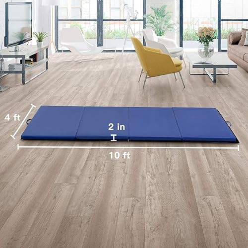 Miniatura 7 de BestMassage Colchoneta de gimnasia para gimnasio, 4 unidades, plegable, ligera, 2 pulgadas de grosor, esterilla de ejercicio de yoga, equipo
