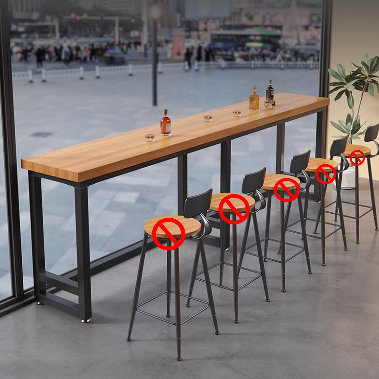 Table de bar gain de place pour petit balcon, comptoir haut en bois massif contre l'encombrement