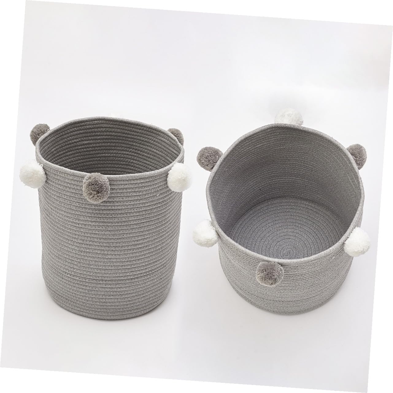 Hemobllo Cesto Porta Biancheria Grande Capacità Rotondo in Corda di Cotone con Decorativi Organizer per Vestiti e Giocattoli, per Armadio o Casa