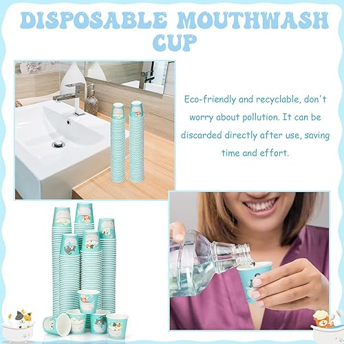 Miniatura 4 de Patelai Paquete de 500 vasos de papel de 3 onzas desechables para baño, enjuague bucal pequeño, vasos para bebidas de animales, para el hogar,