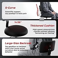 Vista 5 de Taburete Rodante de Taller con Ruedas, Silla de Garaje para Mecánicos con Altura Ajustable 39.5-46.5 cm, Asiento Giratório Resistente para Garaje