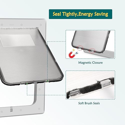 Miniatura 4 de Ownpets Puerta para perro con solapa de plástico duro para mascotas y cerradura de émbolo segura, marco sólido duradero fácil de instalar, puerta