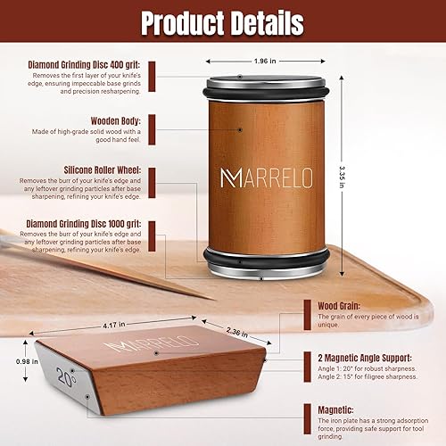 Miniatura 3 de Kit de afilador de cuchillos rodantes, afilador de rodillos de diamante y cerámica con ángulos magnéticos de 1520 para cocina, chef y cuchillos al