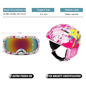 BeBeFun Toddler and Kids Ski Helmet Snowboarding Helmet with Goggles for Snow Activity Ultra Lightweight Comfort and Warmth Small Size ASTM & CE Certified Suggest 2-6years
