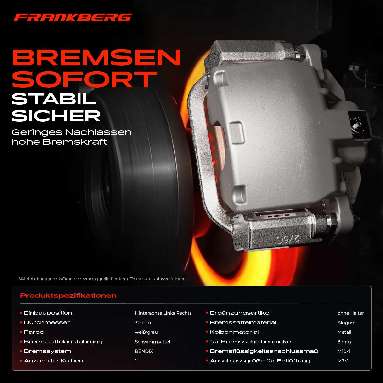 Frankberg 2x Pinza Freno Posteriore Sinistra Destra allum.i.n.io Compatibile con 206 CC 206 206 SW Clio I 11 19 I 19 I Chamade 19 II Super 5 106 II 205 I 205 II 306 Replace# 440162