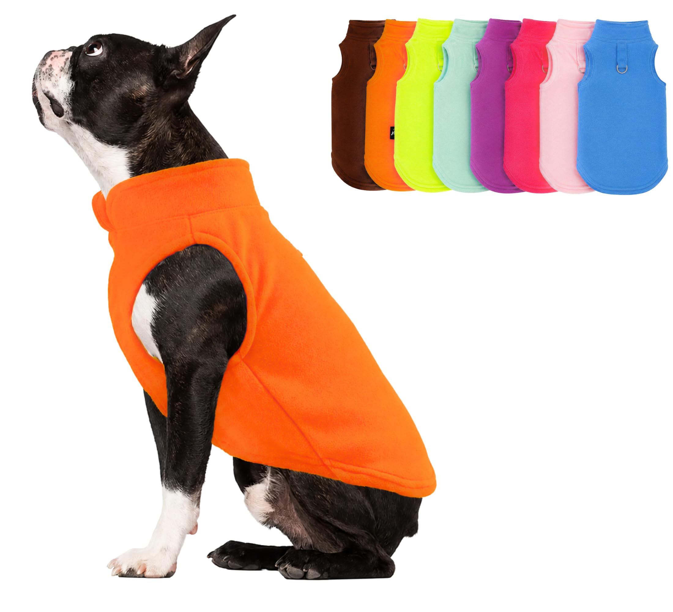 JACKO &amp; CO Dog Fleece Vest Sweater with Leash Ring, Orange XS (2-4lbs)