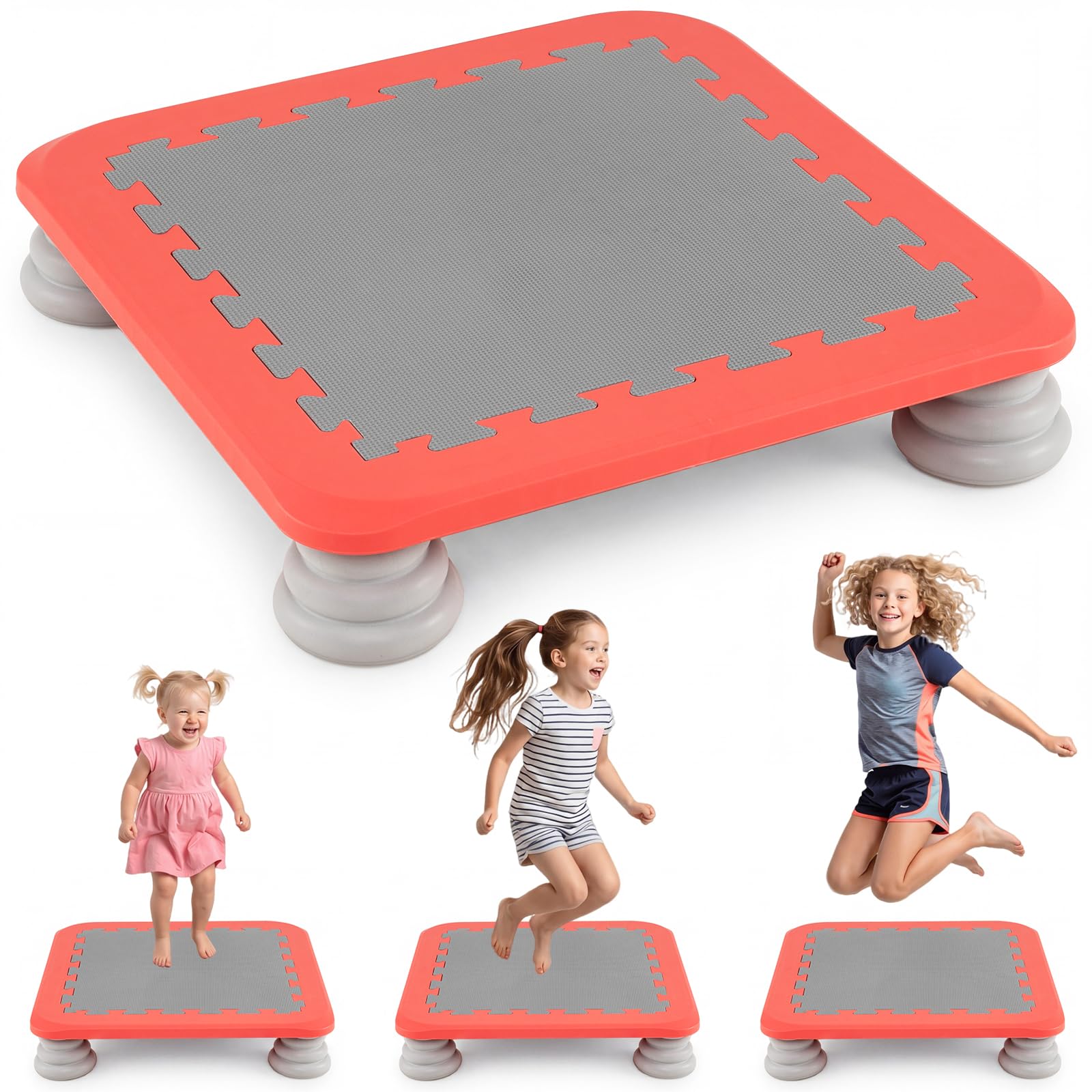 COSTWAY Mini Trampoline for Kids, 65cm Trampoline Bouncing Board (Red)