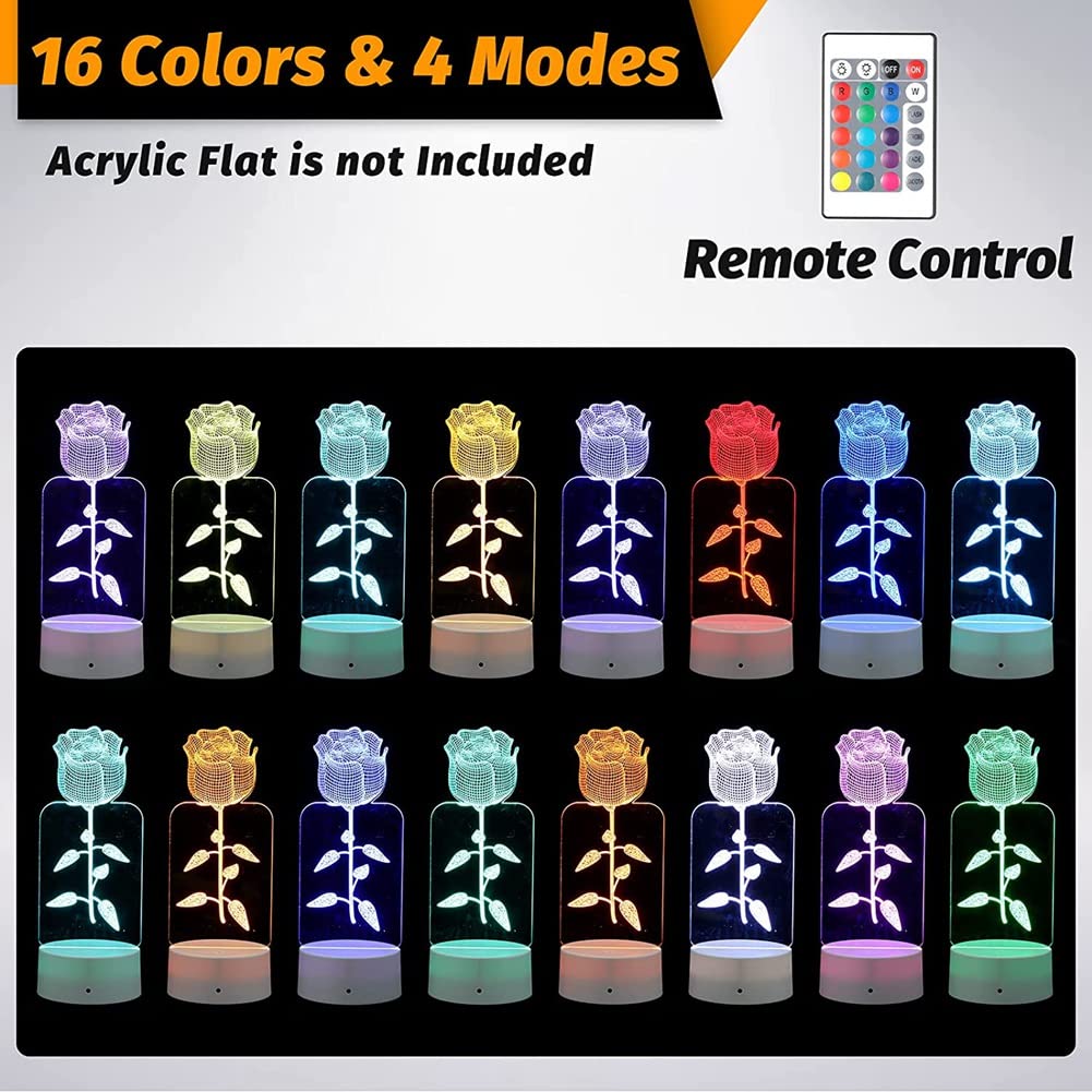 Set di 12 supporti per lampada LED da notte 3D + + USB, espositore per spettacolo di luce, 16 colori per acrilico,