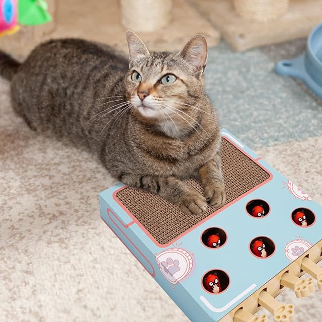 Foto 6 de 8 de WOTEG Juguete para gatos, juguete para gatos Whack-a-Mole con tabla para rascar