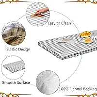 Vista 4 de Zhenrui Mantel rectangular elástico ajustable de 6 pies, impermeable, a prueba de derrames, de vinilo, estampado a cuadros grises con franela