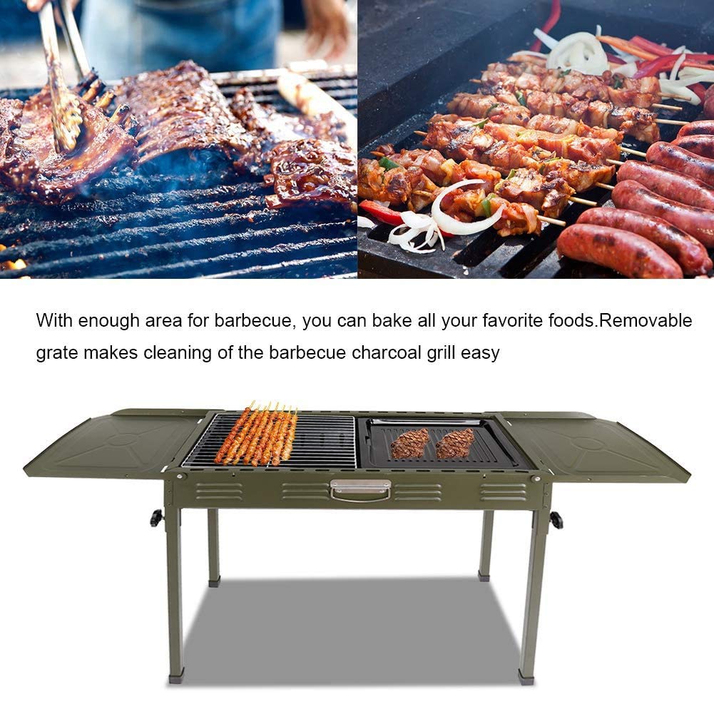 FAXIOAWA Griglia a Carbone Pieghevole, Griglia per Barbecue Portatile da Esterno con Supporto Griglia per Barbecue a Carbone, Set Griglia per Fumatori con Manico