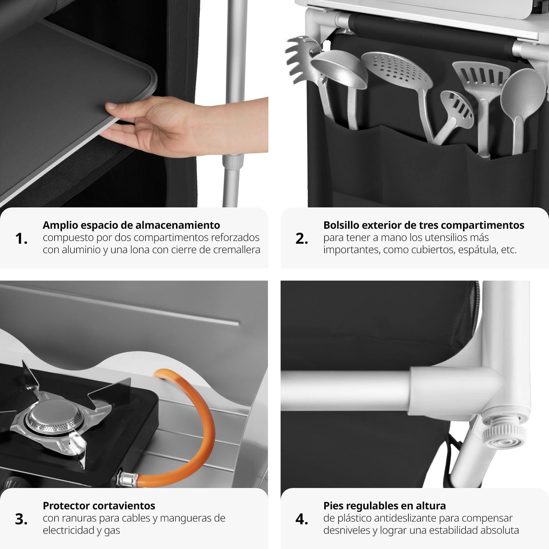 TecTake® Cocina de Camping Plegable, Ligera, con Bolsa de Transporte, Accesorios de Cocina, Mesa Plegable Camping, Armario Cocina Camping, Mueble Cocina Camping, Mesa de Camping