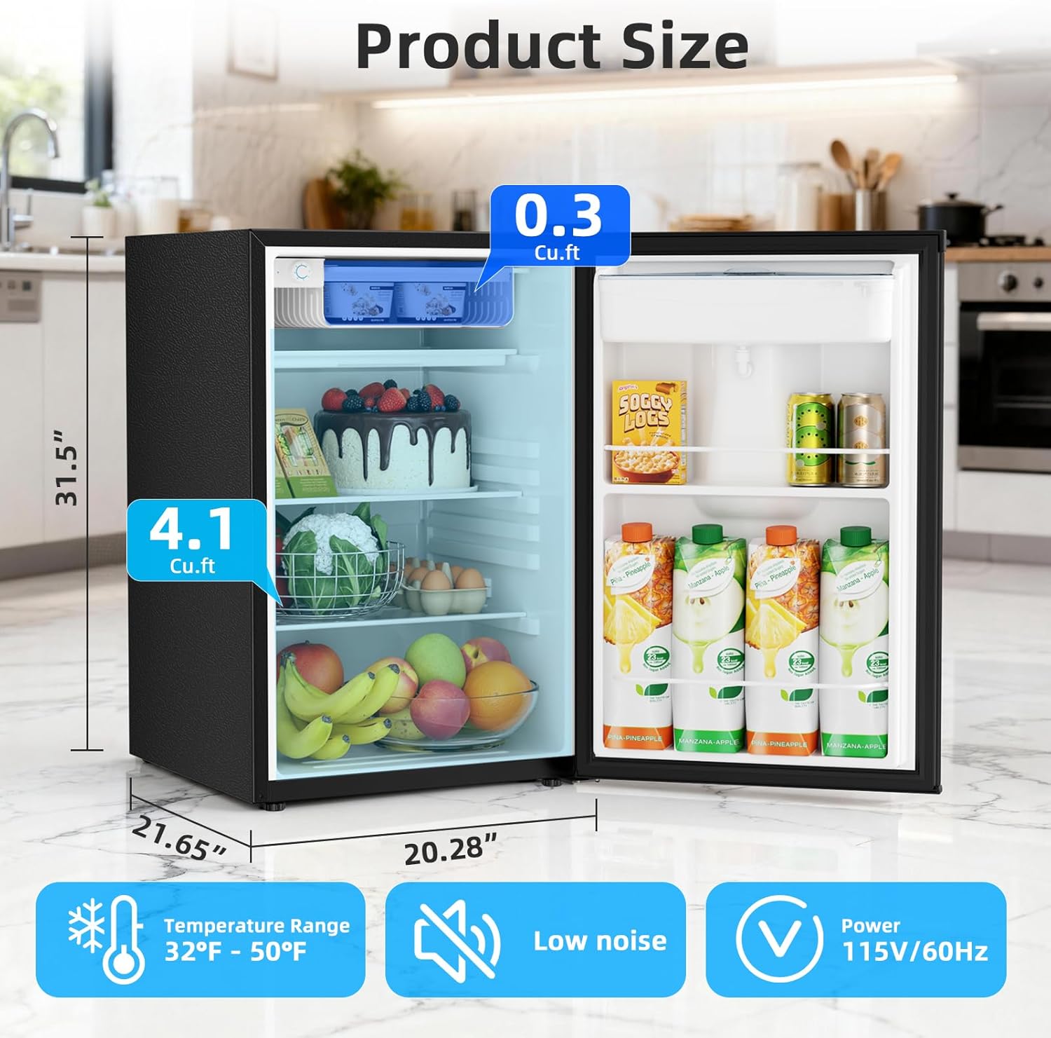 Antarctic Star 4.4 Cu.Ft Compact Refrigerator with Freezer,Single Door With a water tank and faucet,Removable Glass Shelves for Apartment/Dorm/Office,BLACK