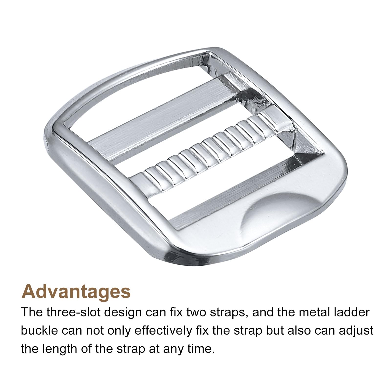 Uxcell Metal Ladder Buckle Slider Tri-Glider Metal Adjustable Buckles - Image 3