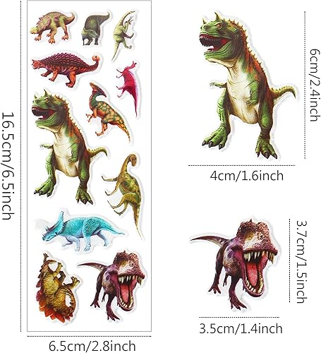 Miniatura 2 de UPINS 14 hojas diferentes (más de 200 unidades) calcomanías hinchadas 3D de dinosaurios para niños, calcomanías de insectos de animales, álbumes de
