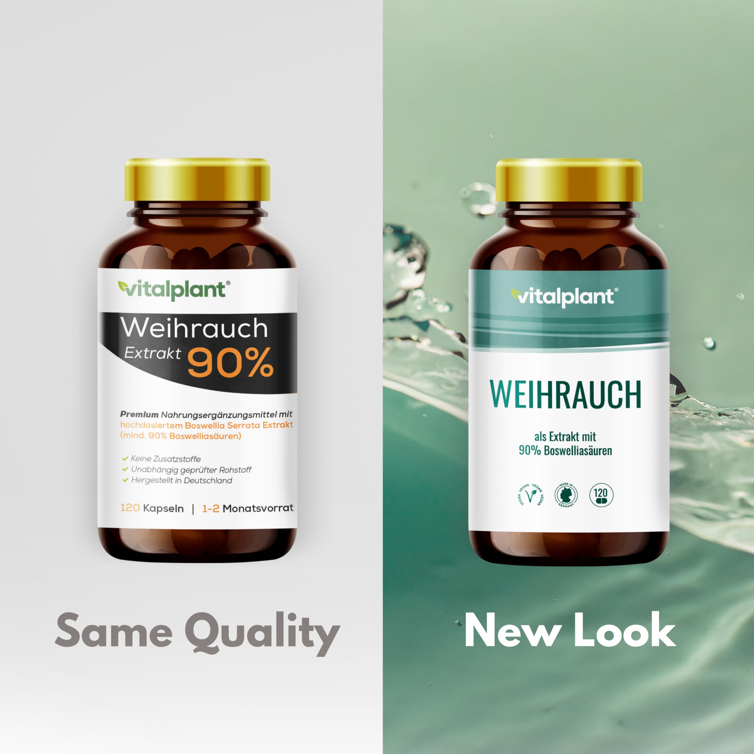 Vitalplant® Weihrauchkapseln hochdosiert im Braunglas - 600mg indisches Boswellia Serrata mit 90% Boswelliasäure in jeder Weihrauch Kapsel - 120st. Ohne Zusatzstoffe & rückstandskontrolliert