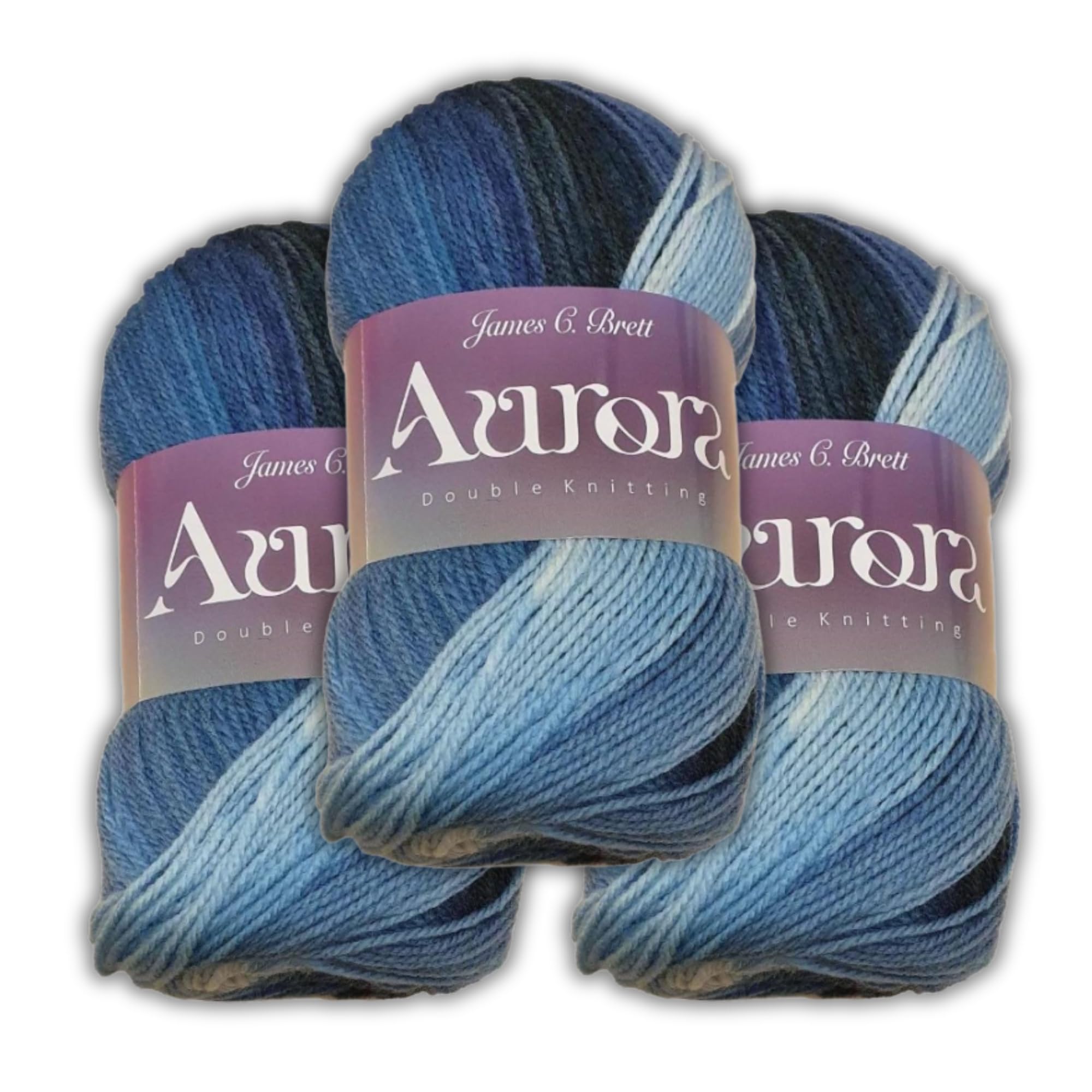 Aurora DK 3 x 100g - James C Brett - Multicoloured Ombre Effect Wool Yarn for Knitting and Crochet Double Knit (AU 03)