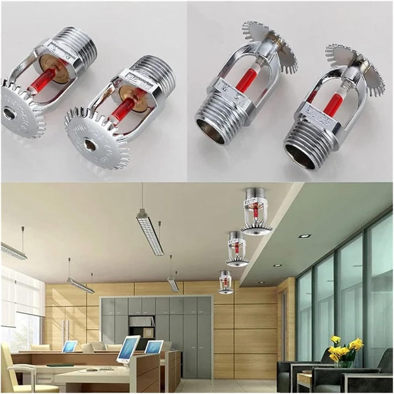 5Pcs 155℉/68℃ Fire Sprinkler Heads - 1/2" NPT Upright Water Spray-Up Design