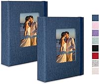 Vista 8 de Álbum de fotos de 8 x 10 pulgadas, paquete de 2 libros de fotos de lino, álbum de 26 páginas con capacidad para 52 fotos, carpeta de presentación