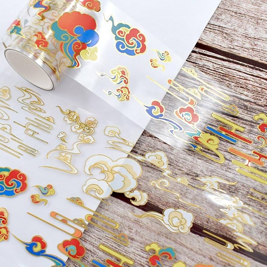 【8357】海外　マステ　5m巻売り　PETマスキングテープ　雲 8357】 海外 マステ 5m巻売り PETマスキングテープ 雲 8357