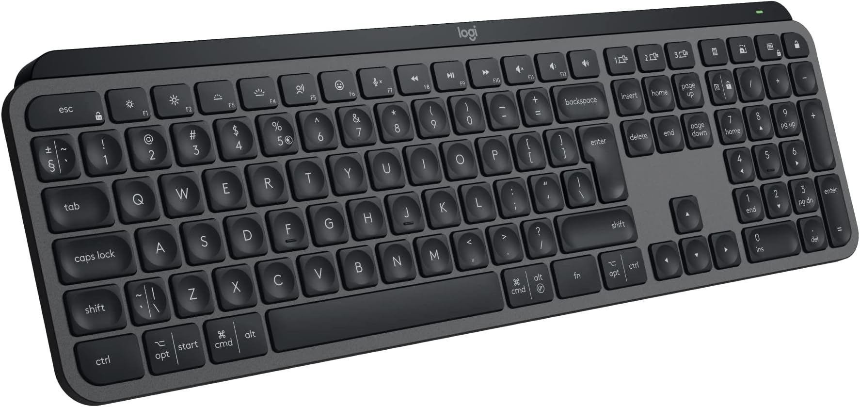 Logitech MX Keys S - Wireless Keyboard, Low Profile, Fluid Precise Quiet Typing, Programmable Keys, Backlighting, Bluetooth, USB C Rechargeable, Windows PC/Linux/Chrome/Mac- Graphite, QWERTY UK Layout