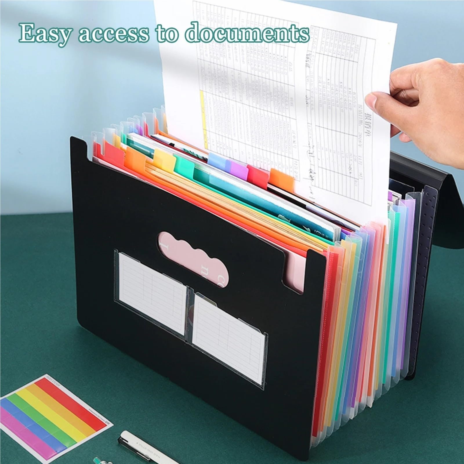 Segregator harmonijkowy, 2 szt. Teczka na dokumenty harmonijkowe. 13/24 kieszeni. Czarna teczka na dokumenty A4 do domowego biura(24 Pockets)