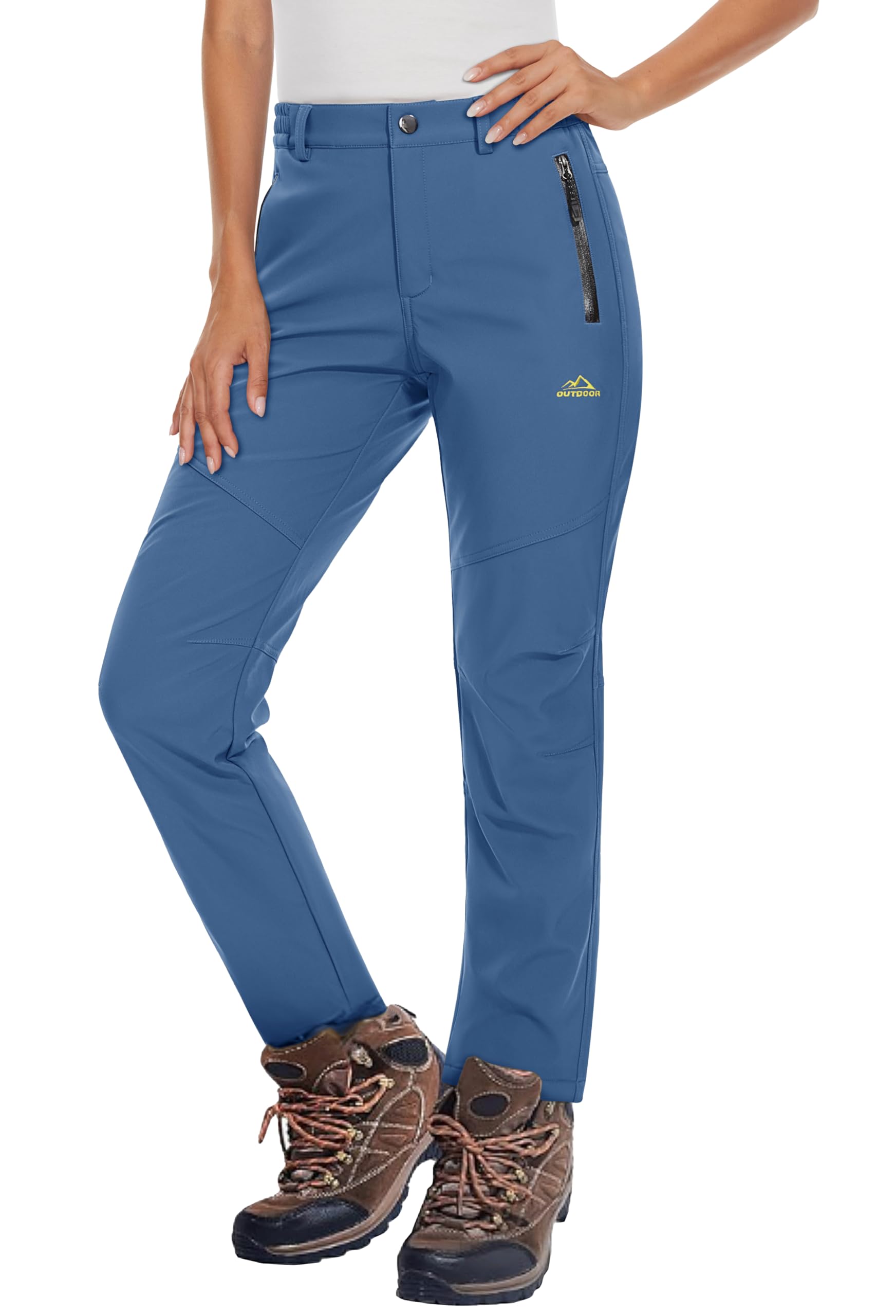 MAGCOMSEN Women's Fleece Lined Waterproof Insulated Snow Ski Pants Winter Warm Hiking Pants Outdoor Softshell