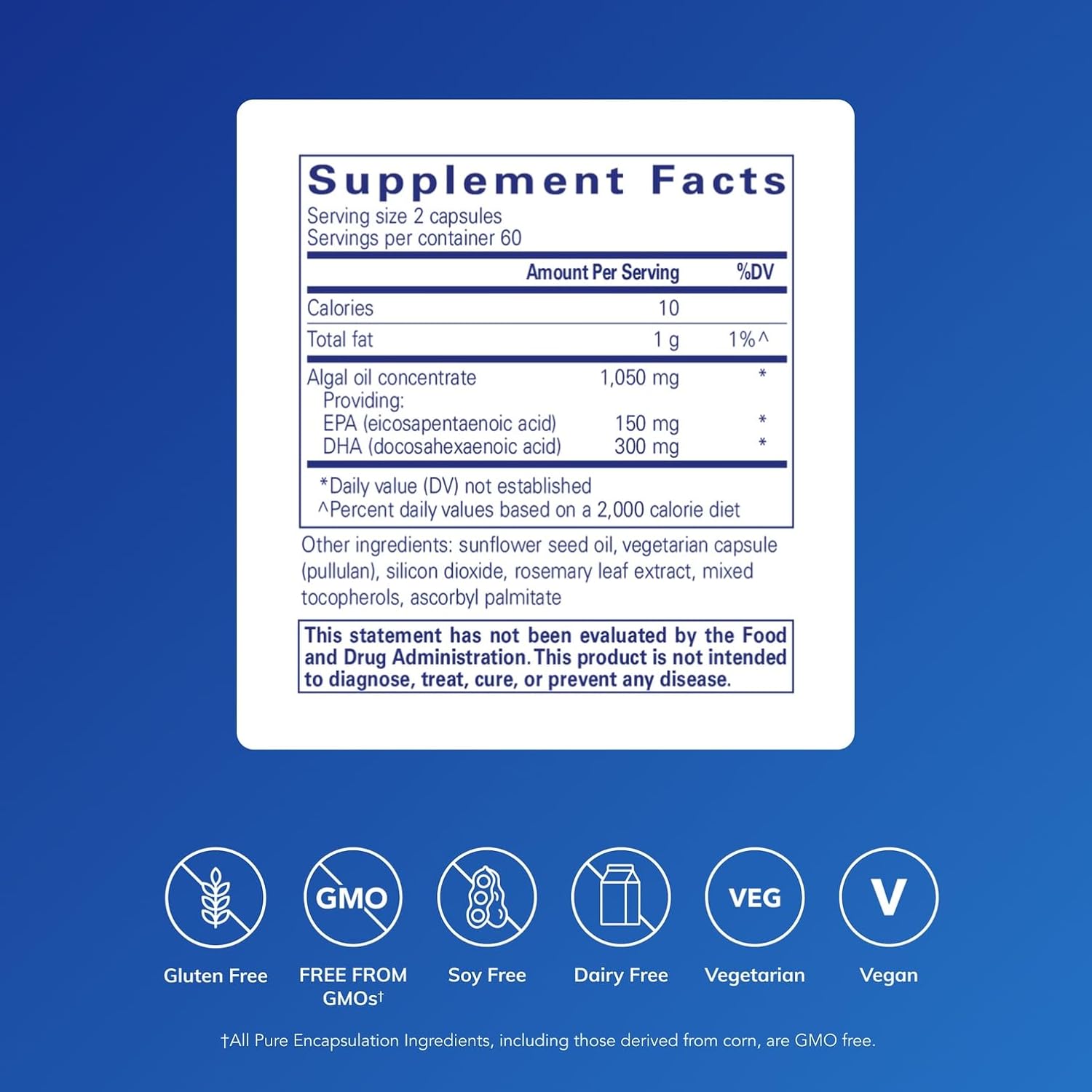 Pure Encapsulations EPA/DHA Vegetarian | Algae-Derived EPA and DHA to Support Cardiovascular Health and Daily Wellness | 120 Capsules*