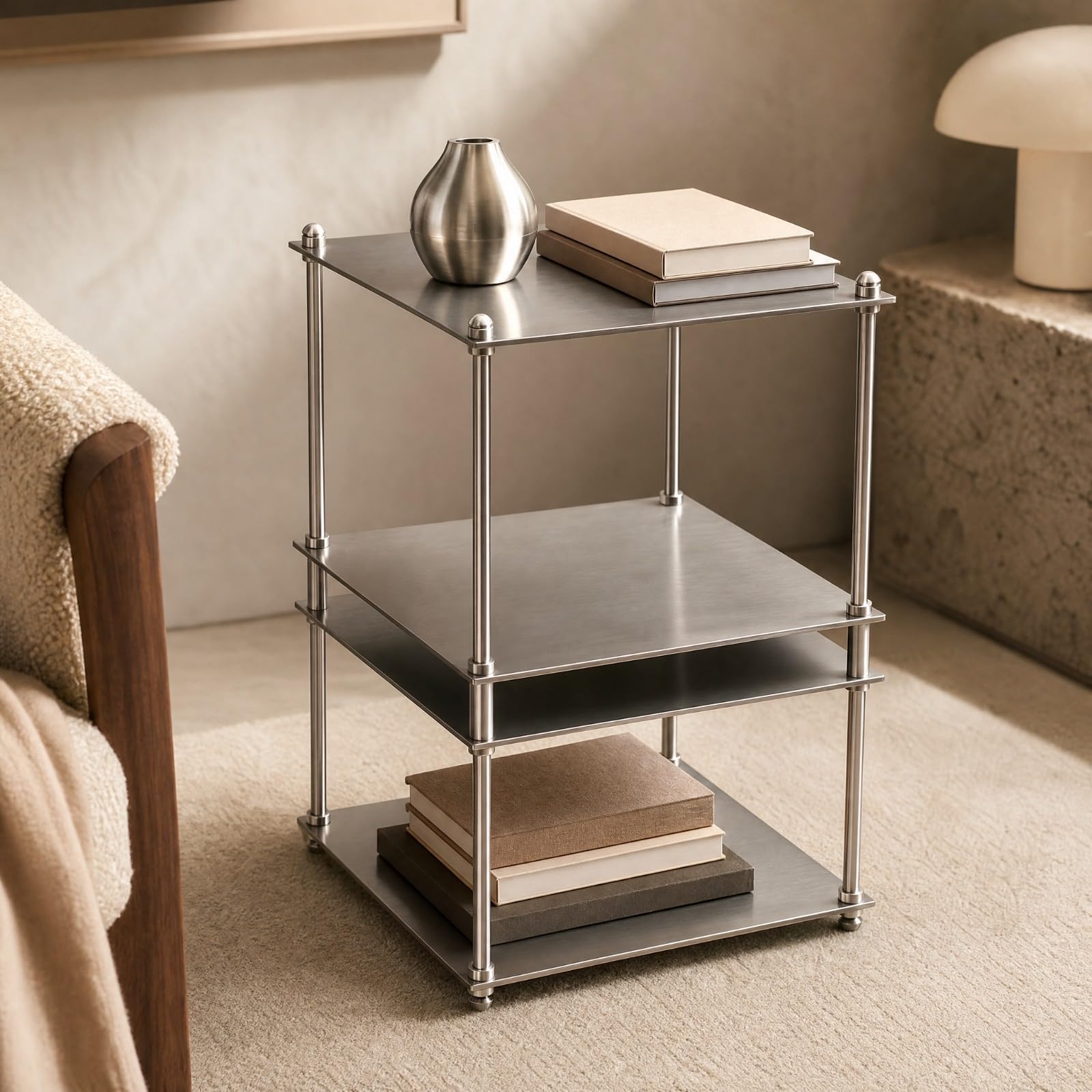 rockible ría Modular Metal Giratorio Rack Almacenamiento con s Cuadrados Resisn Organizador Modular Apilable para Dormitorio, 35x35x62cm, 2 Niveles