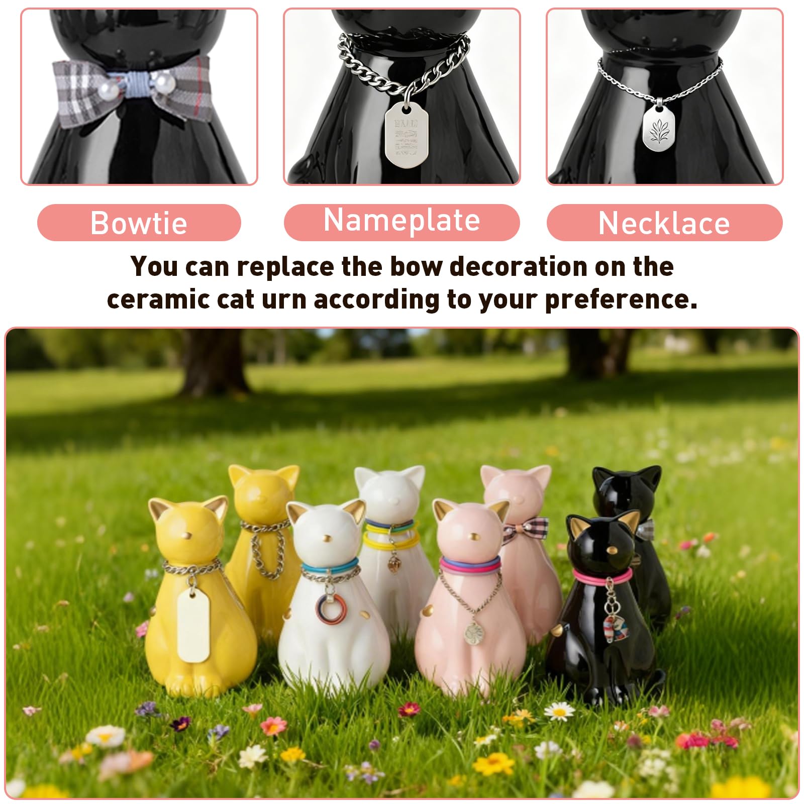 Urne funéraire en céramique faite à la main pour cendres de chat, statue de chat pour mémorial funéraire, urne pour animaux de compagnie pour une utilisation en intérieur et en extérieur (Or