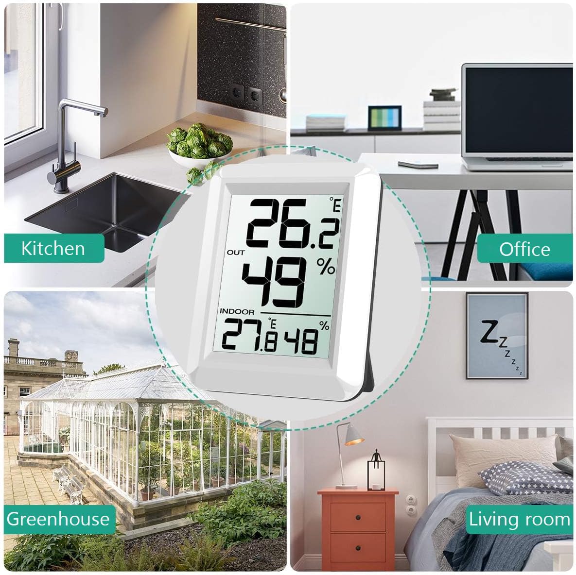 ORIA Termometro Igrometro Digitale Interno Esterno, Misuratore di Umidità e Temperatura Wireless, Termoigrometro Professionale con Sensore, 100m Range, 60S Auto Refresh per Casa, Ufficio, Serra