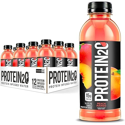 Protein2o 15g Whey Protein Infused Water, Peach Mango, 16.9 Oz Bottle (Pack of 12)
