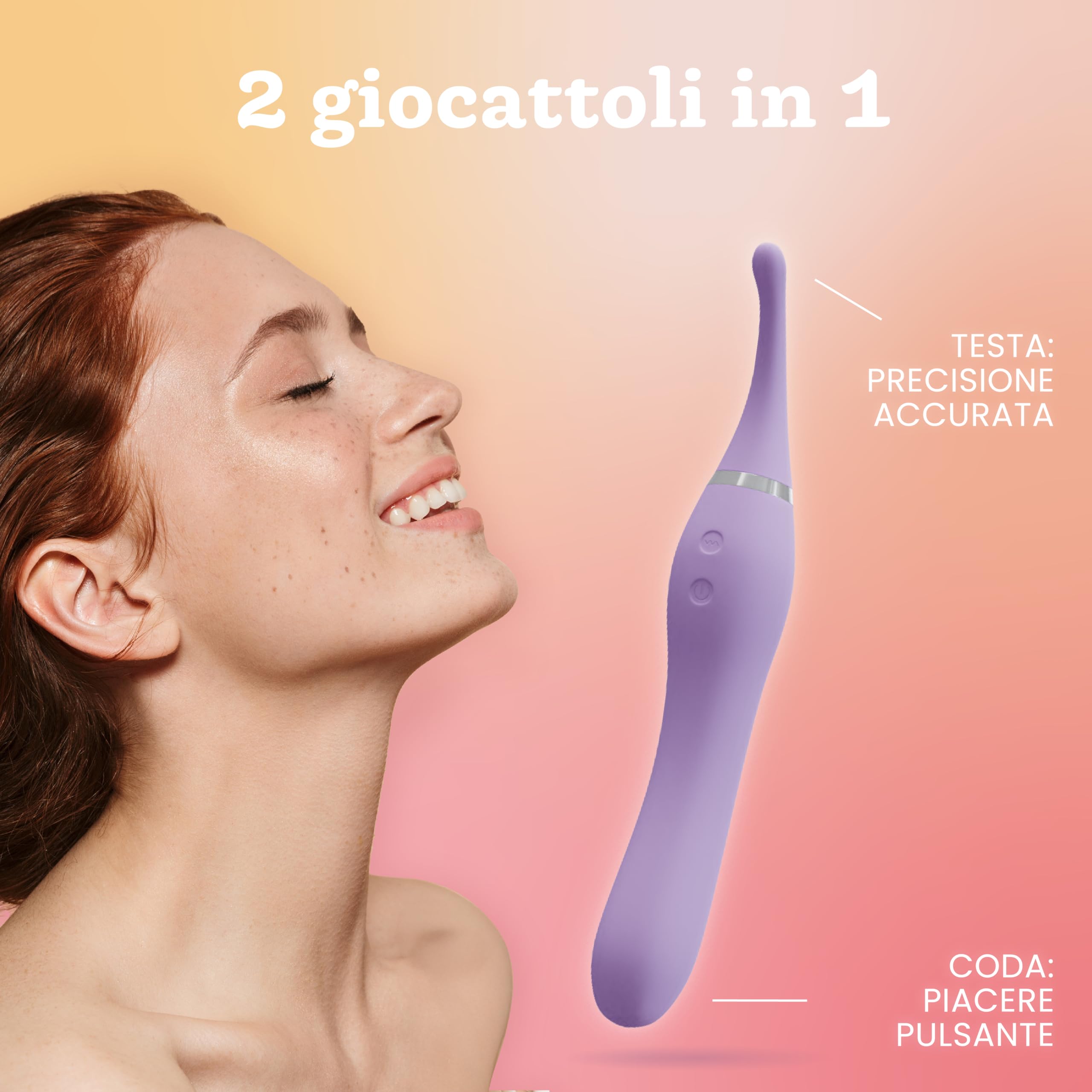 Vibratore Clitorideo con Coda Vibrante di Oliver James – 10 Modalità di Piacere, Wand in Silicone Resistente all’Acqua per Donna, Sex Toy Ricaricabile USB (Lilla Pastello)