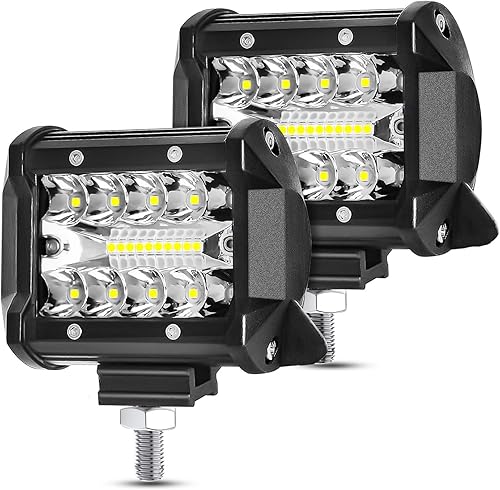 AAIWA - Cápsulas LED barra de luz LED de 4 pulgadas de 120 W 2 unidades de 12000 lúmenes luz de trabajo LED de triple fila para conducción luces