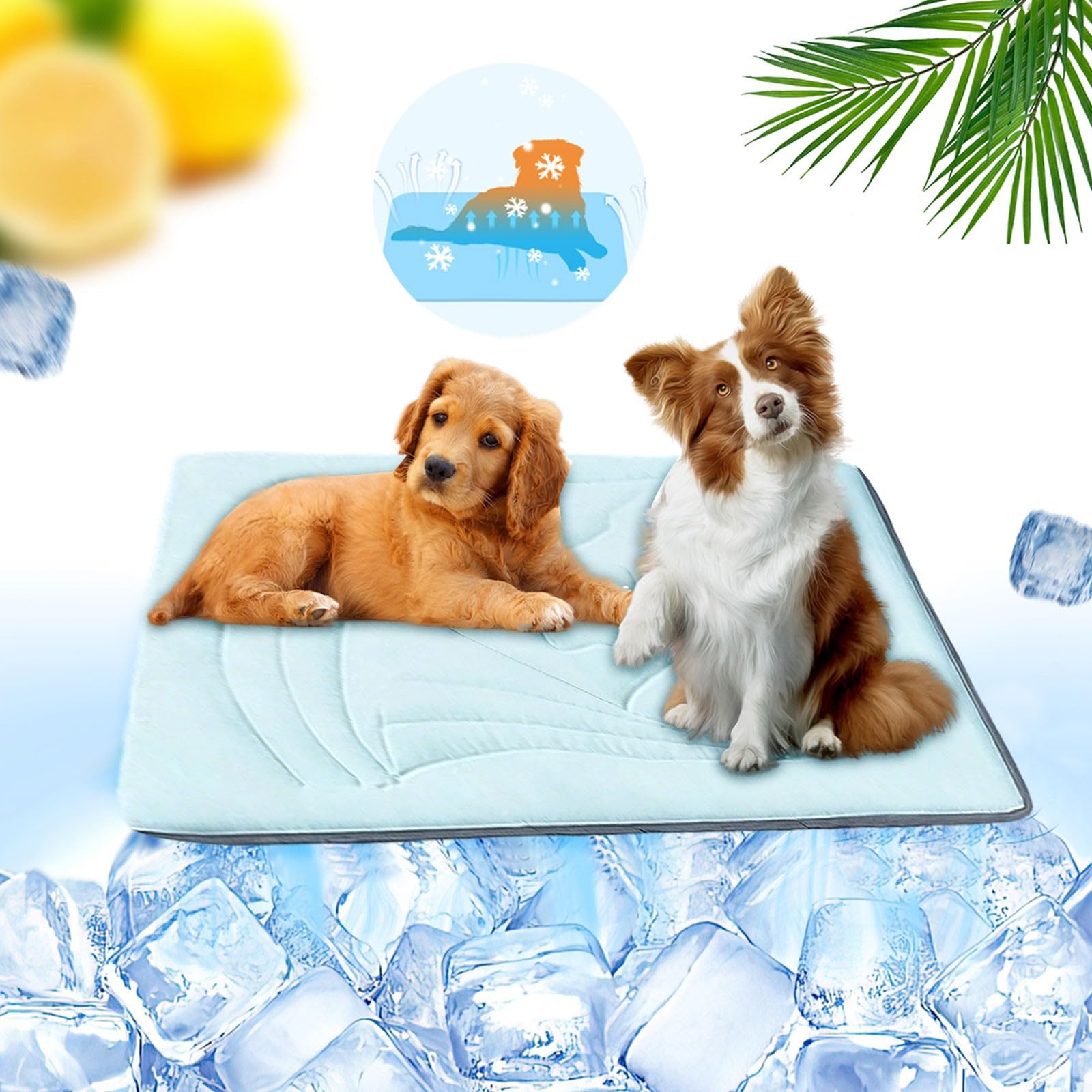 Générique Tapis de Refroidissement avec Coussin Oreiller pour Chiens et Chats, Matelas Antidérapant Lavable, pour Anxiété, Été, Intérieur et Confort